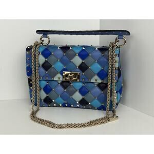 Valentino Garavani Lambskin Patchwork Medium Rockstud Spike Shoulder Bag Angel